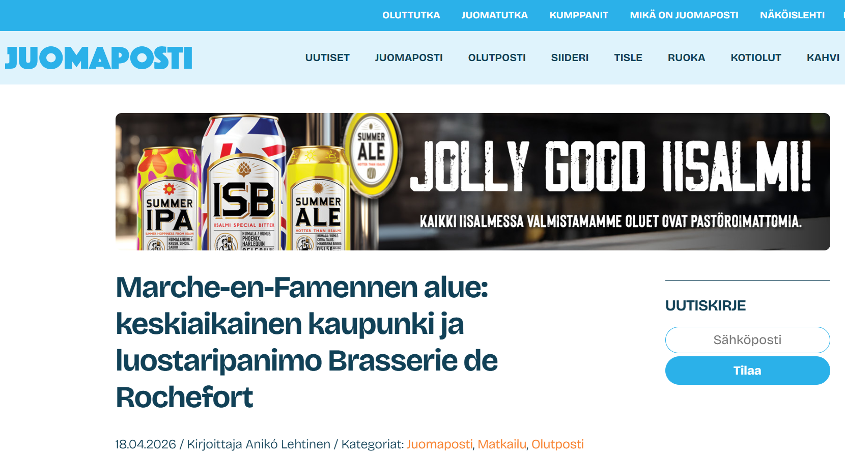 Marche-en-Famennen alue: keskiaikainen kaupunki ja luostaripanimo Brasserie de Rochefort
